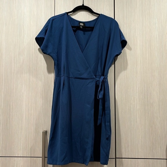 Bobeau Wrap Mini Dress |‎ Muted Royal Blue | Small - Picture 2 of 13